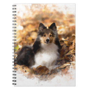 Sheltie Shetland Sheepdog Art Painting Anteckningsbok Med Spiral