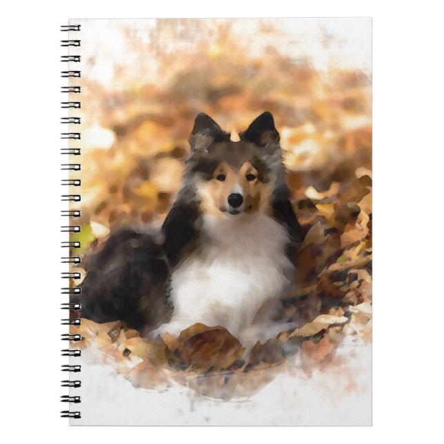 Sheltie Shetland Sheepdog Art Painting Anteckningsbok Med Spiral (Framsidan)