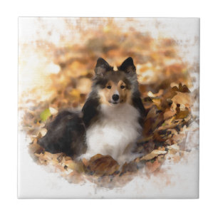 Sheltie Shetland Sheepdog Art Painting Kakelplatta
