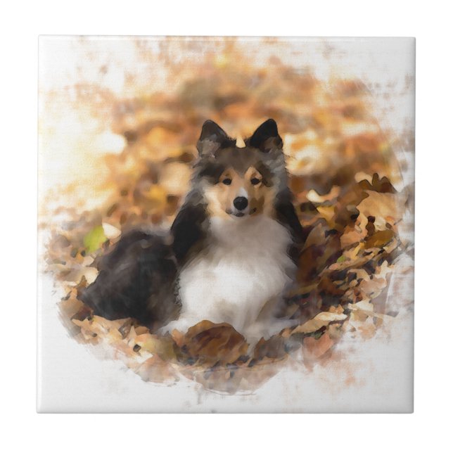 Sheltie Shetland Sheepdog Art Painting Kakelplatta (Framsidan)