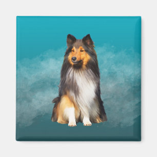 Sheltie Shetland Sheepdog Art Porträtt Magnet