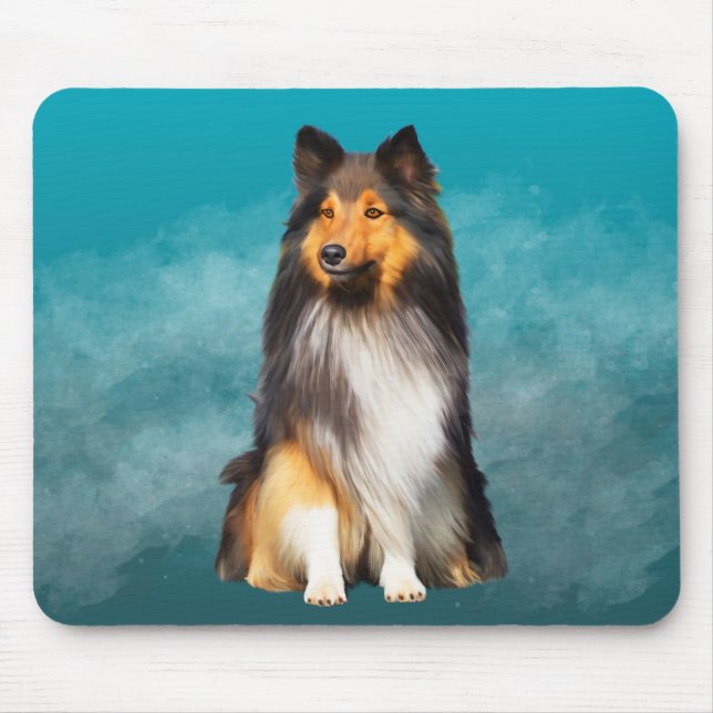 Sheltie Shetland Sheepdog Art Porträtt Musmatta (Framsidan)