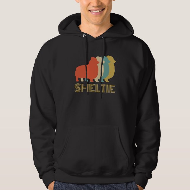 Sheltie Shetland Sheepdog Breed Hundälskares Vinta Hoodie (Framsida)