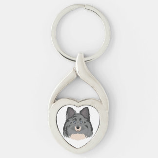 Sheltie, Shetland Sheepdog hund mix Twisted Heart Silverfärgad Nyckelring