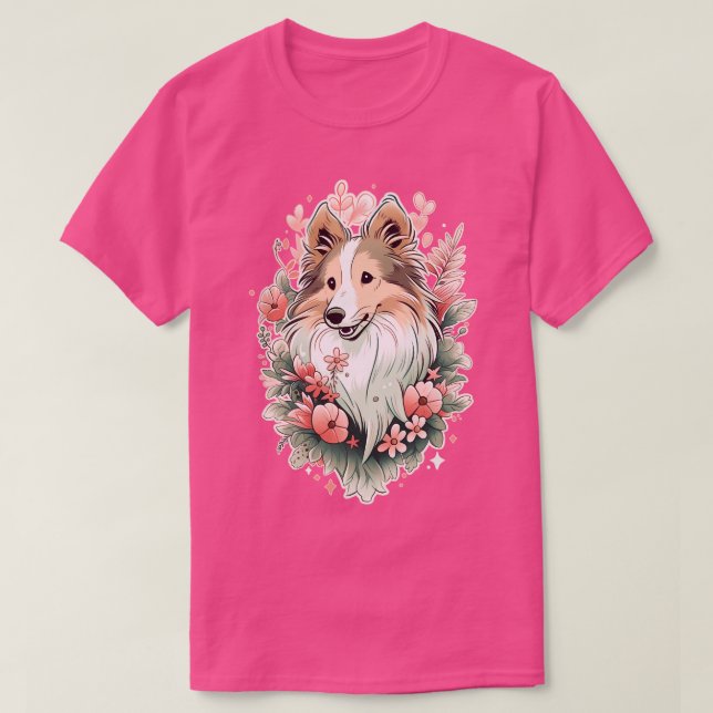 Sheltie Shetland Sheepdog Pastel T Shirt (Design framsida)