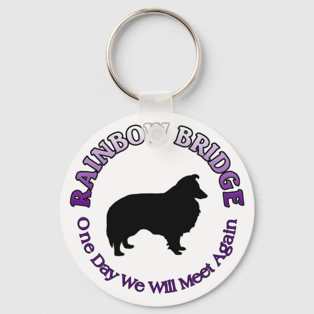 SHELTIE SHETLAND SHEEPDOG RAINBOW BRIDGE KEYCHAIN NYCKELRING (Framsida)