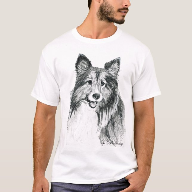 Sheltie Shetland SheepDogkonst T-shirt (Framsida)