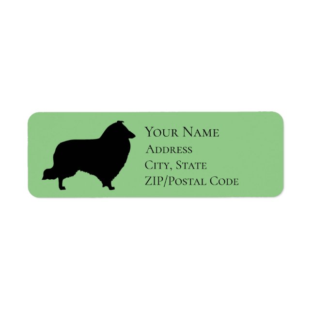 Sheltie Silhouette Returadress Returadress Etikett (Framsidan)