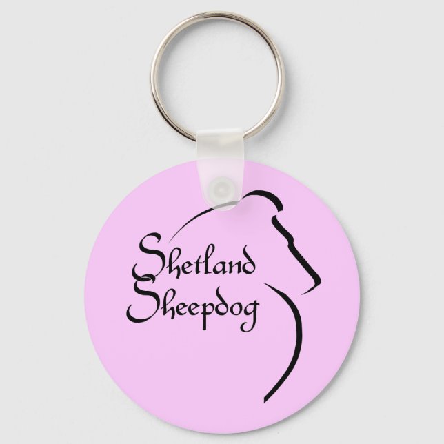 Sheltie Stil Keychain Nyckelring (Framsida)