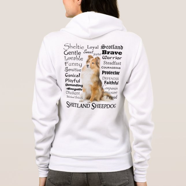 Sheltie Traits Hoodie T Shirt (Baksida)
