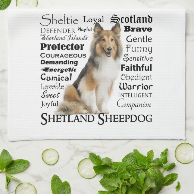 Sheltie Traits Kitchen Towel Kökshandduk (Vikta)