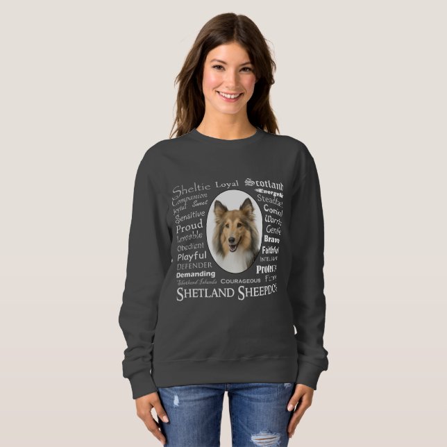 Sheltie Traits Sweatshirt T Shirt (Hel framsida)