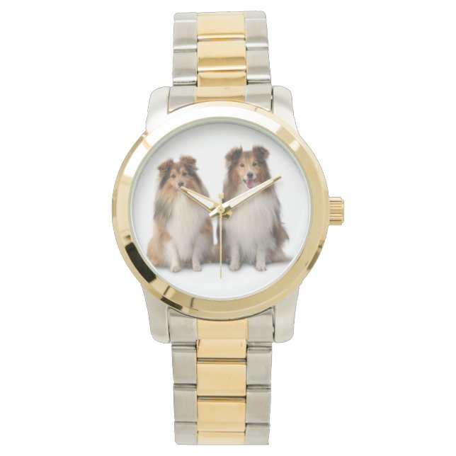 Sheltie Two Tone Watch, Guld och Silver Tone Armbandsur (Framsida)