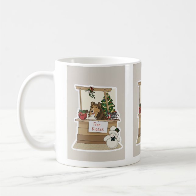 Sheltie under misteln kaffemugg (Vänster)