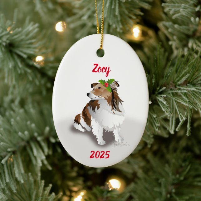 Sheltie with Holly Ornament (Träd)