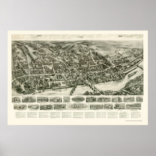 Shelton panorama- karta för CT - 1919 Poster