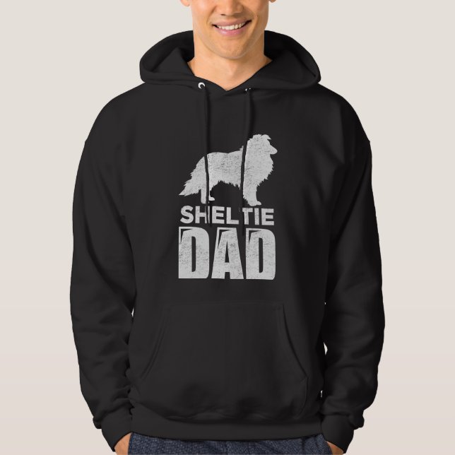 Shelty Pappa Shetland Sheepdog Hund Far Hoodie (Framsida)