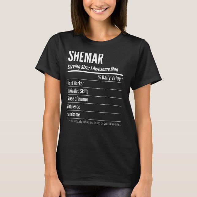 Shemar betjänar Storleka kalorier för näringsvärde T Shirt (Framsida)