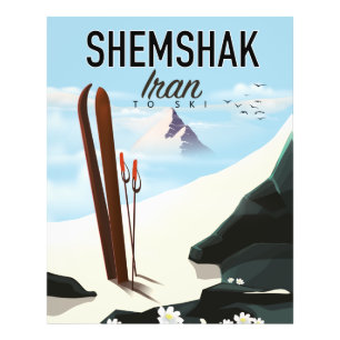 Shemshak Iran Ski poster. Fototryck