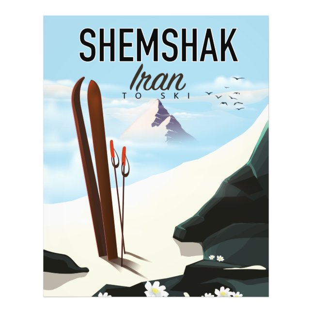 Shemshak Iran Ski poster. Fototryck (Framsidan)