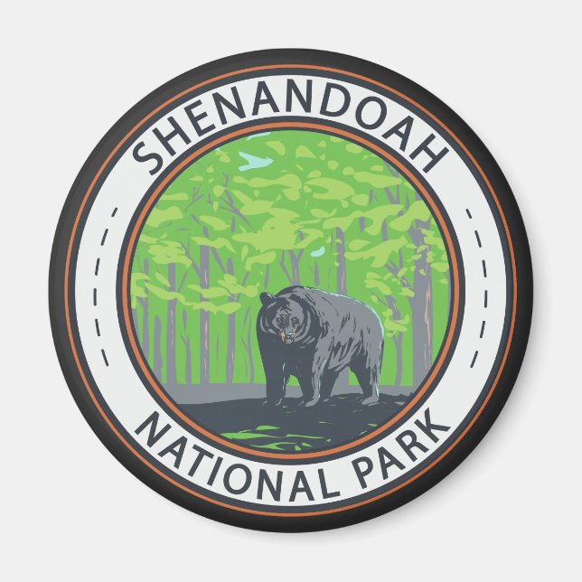 Shenandoah National Park Black Bear Circle Magnet (Framsidan)