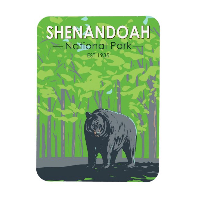 Shenandoah National Park Black Bear Vintage Magnet (Vertikal)