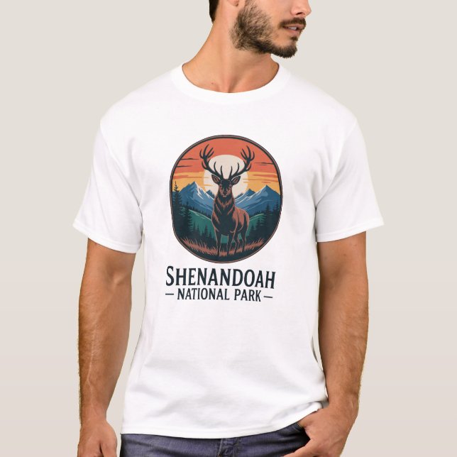 Shenandoah National Park Hjort Emblem T Shirt (Framsida)