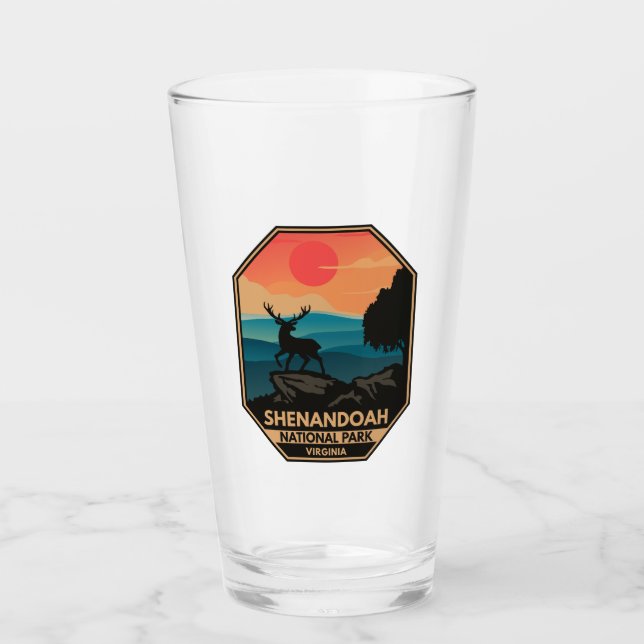 Shenandoah National Park Hjort Minimal Retro Emble Glaskopp (Framsida)