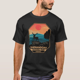 Shenandoah National Park Hjort Minimal Retro Emble T Shirt
