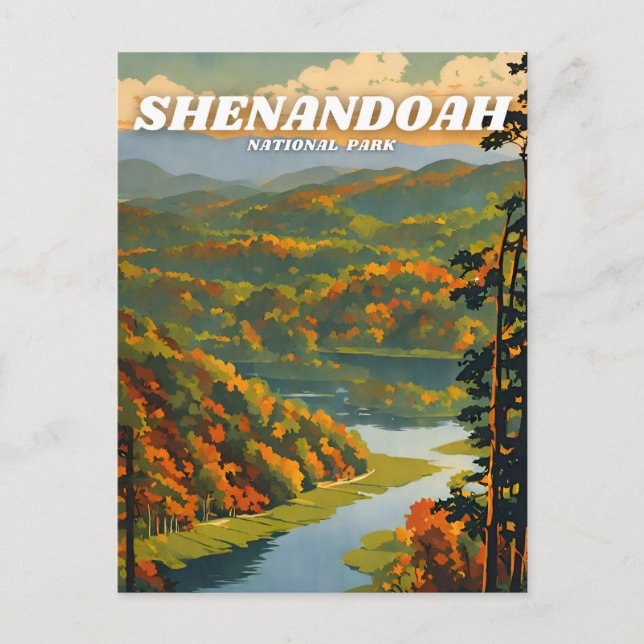 Shenandoah National Park illustration retro Klassi Vykort (Framsida)