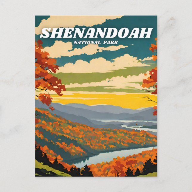 Shenandoah National Park illustration retro Vykort (Framsida)