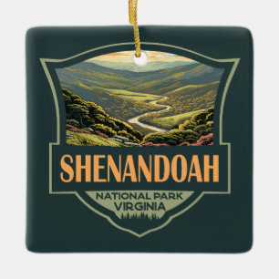 Shenandoah National Park Illustration Travel Retro Julgransprydnad Keramik