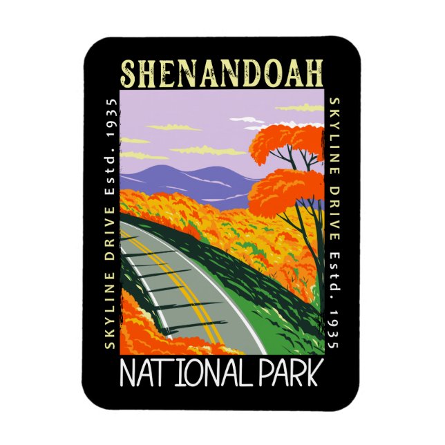 Shenandoah National Park Skyline Drive Distress Magnet (Vertikal)