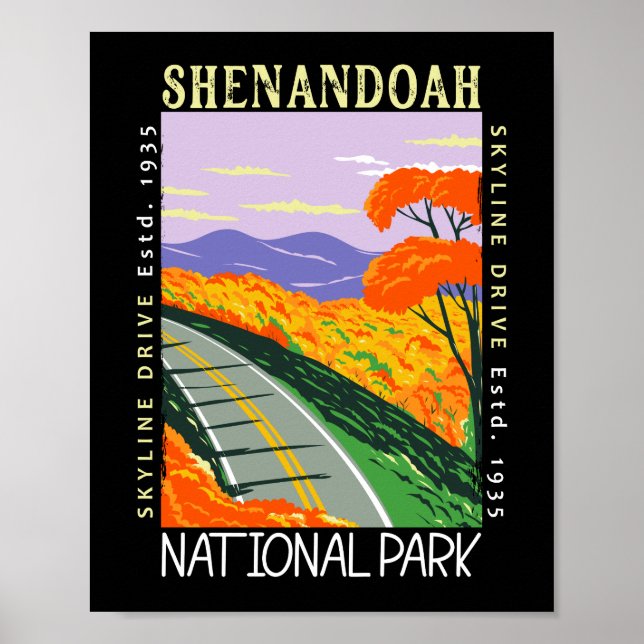Shenandoah National Park Skyline Drive Distress Poster (Framsidan)