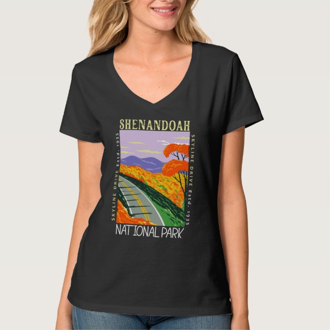 Shenandoah National Park Skyline Drive Distress T Shirt (Framsida)
