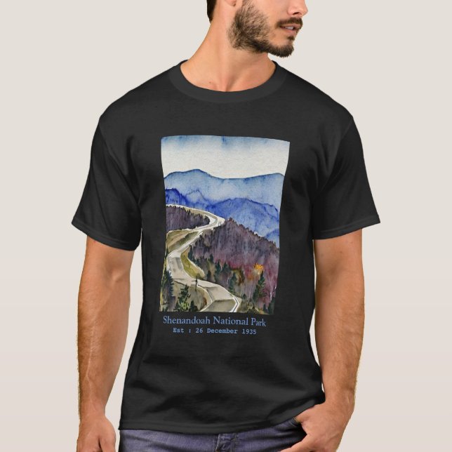 Shenandoah National Park skyline drive vatten färg T Shirt (Framsida)
