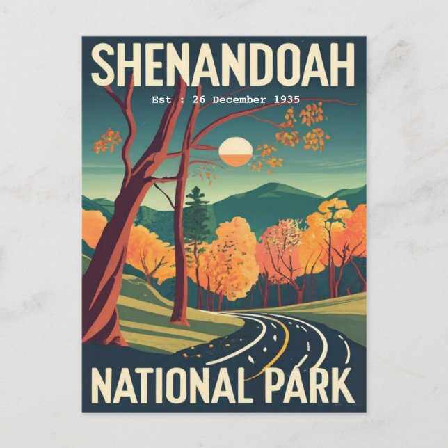 Shenandoah National Park skyline drive vatten färg Vykort (Framsida)
