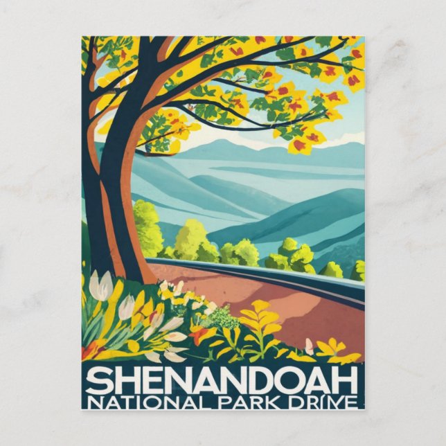 Shenandoah National Park skyline drive vatten färg Vykort (Framsida)