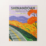 Shenandoah National Park Skyline Drive Virginia Pussel<br><div class="desc">Shenandoah-vektorteckningens design. Skyline Drive springa är lång och ett stort nätverk av spår innehåller en del av det långvariga Appalachian Trail som avstånd.</div>