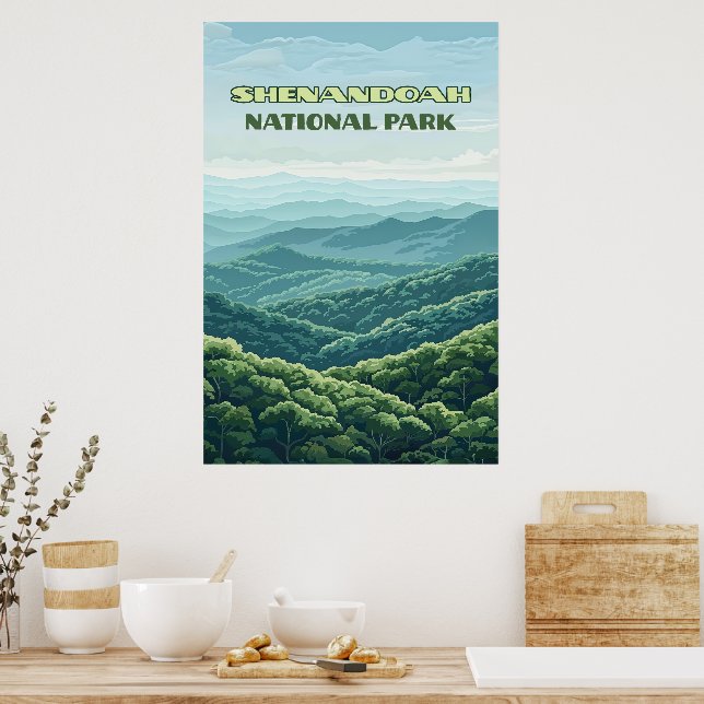 Shenandoah National Park Virginia Blue Ridge Retro Poster (Kök)