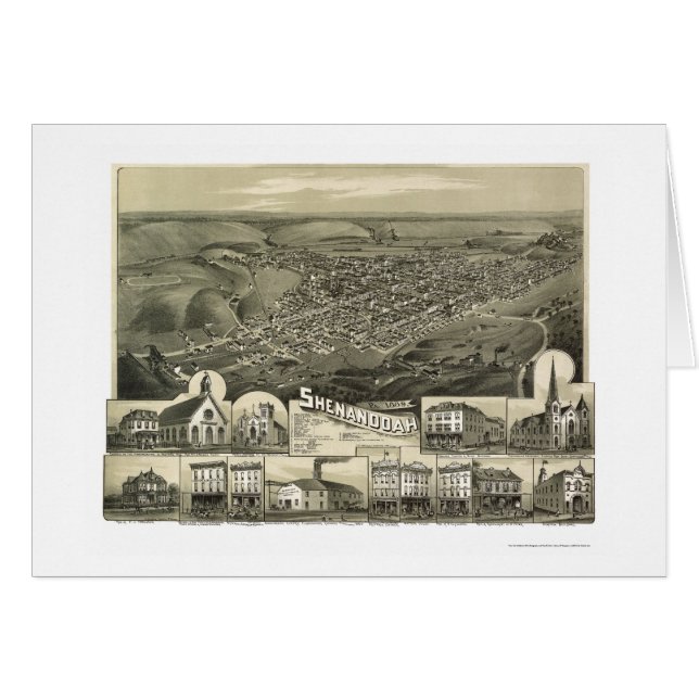 Shenandoah panorama- karta för PA - 1889 Hälsningskort (Framsidan Horizontal)