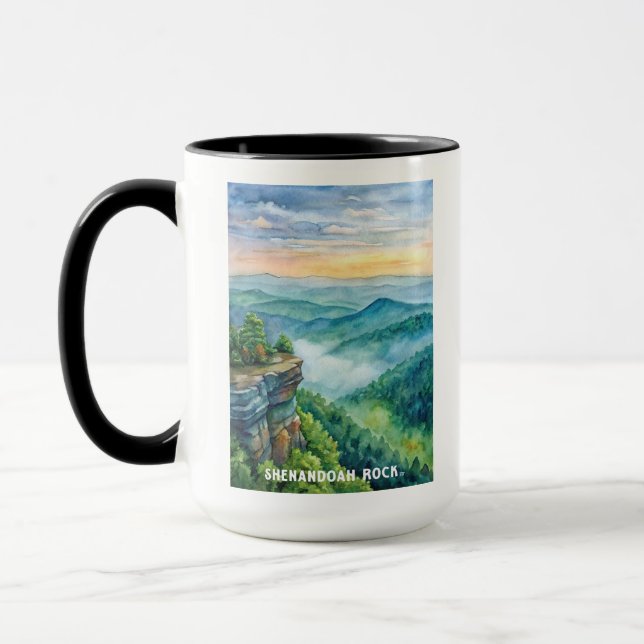 Shenandoah Sten nationalpark Watercolor Painting Mugg (Vänster)
