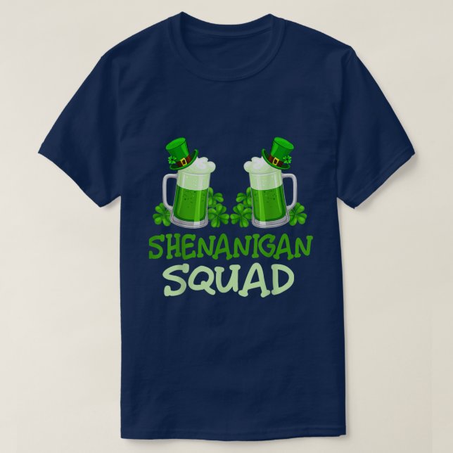 Shenanigan Squad Beer Leprechaun Hat Shamrock  T Shirt (Design framsida)