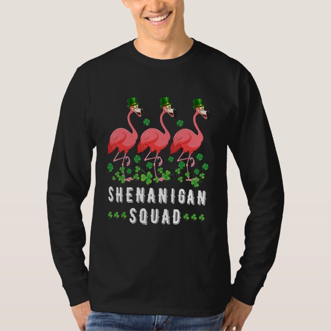 Shenanigan Squad Flamingo Leprechaun Hat St Patric T Shirt (Framsida)