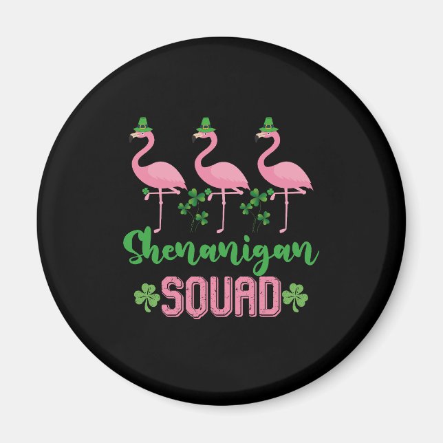 Shenanigan Squad Flamingo Leprechaun St Patricks d Magnet (Framsidan)