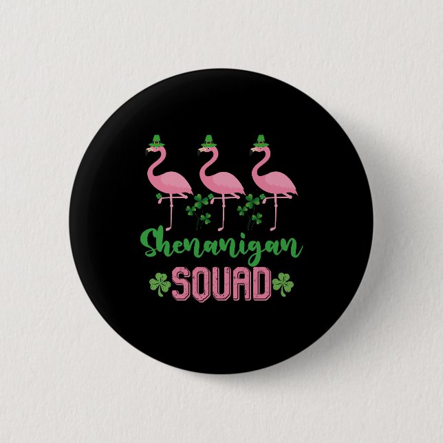 Shenanigan Squad Flamingo Leprechaun St Patrick's Knapp (Framsida)