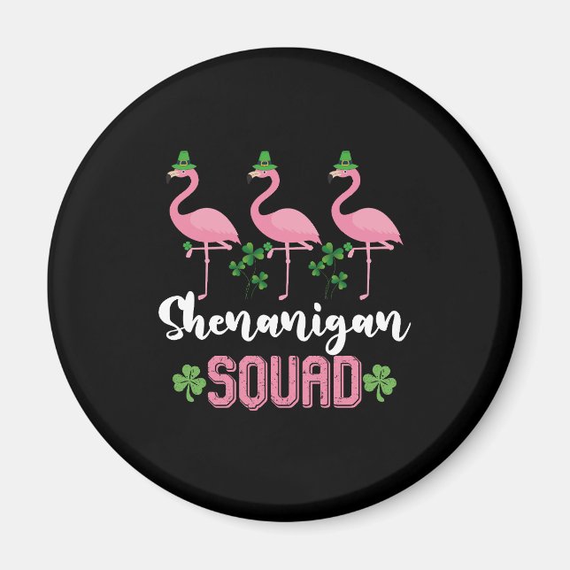 Shenanigan Squad Flamingo Leprechaun St Patrick's  Magnet (Framsidan)