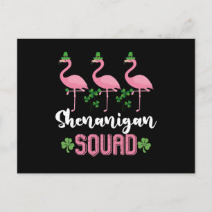 Shenanigan Squad Flamingo Leprechaun St Patrick's Vykort