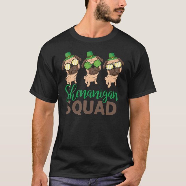 Shenanigan Squad Pug Leprechaun Hat Funny St Patri T Shirt (Framsida)
