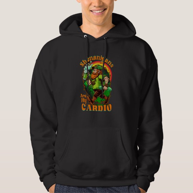 Shenanigans Are My Cardio Gym Cute St Patrick's Da Hoodie (Framsida)